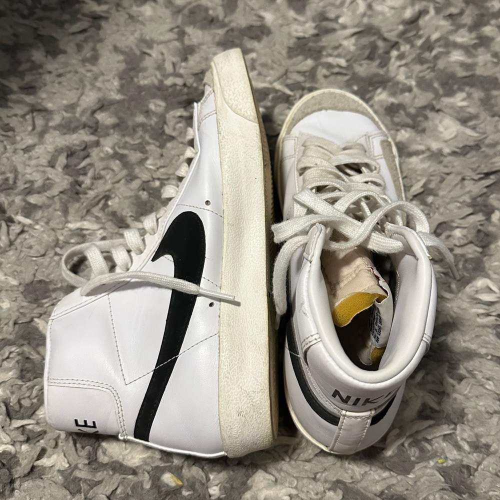 Nike White and Black Mid-Top Sneakers